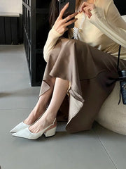 Pumps Pointed Toe Square Heels Elegant Mule Shoes Zapatos De Mujer