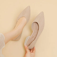 D'orsay Flats Shoes Stretch Soft Ballerinas Loafers Femmes Pointed Toe Slip On Moccasines Fly Weaving Princess Ballets