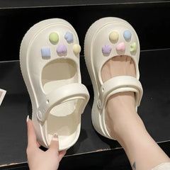 Platform Kawaii Slides Shoes Cute White Slippers and Sandals on Beach Thick Normal Top Designs Vip 39