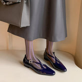 Retro Round Toe Cross Water Diamond With Casual Coarse Heel Mary Jane Shoes French Single Shoes