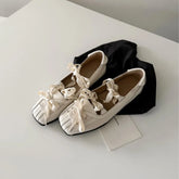 square head bow shallow mouth ballet shoes one-pedal flat Mary Jane single shoes