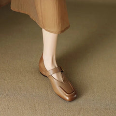 Strange Low Heels Flats Woman Buckle Strap Mary Janes Round Toe Flats Loafers Femme Slip On Barefoot Mocassines Mujer Boat Shoes
