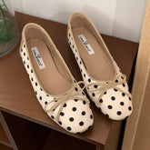 Polka Dot Butterfly-Knot Ballet Flats Round Toe Shallow Comfort Casual Satin Elegant Footwear