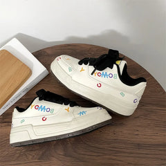 Casual Low-Top Student Sport Sneakers All-MatchLetters Graffiti Thick Bottom Shoes Tenis De Mujer