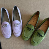 Suede Loafers shoes with Genuine Leather Bow Decoration Flat Shoes Comfortable Shallow Mouth Shoes