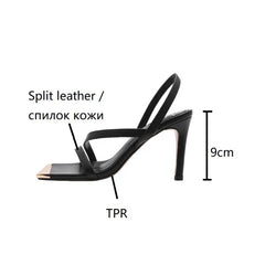 Open Toe Thin Heel Shoes Split Leather Shoes Band Sandals Super High Heel Shoes