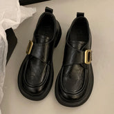 British Style Metal Buckle Low Heels Shoes Daily Dress Up Flat Shoes Outside Casual Comfortable Shoes