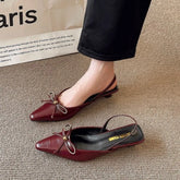 Pointed Toe Heeled Sandals Bow Slippers Slingback Shoes Party Trend Dress Zapatos