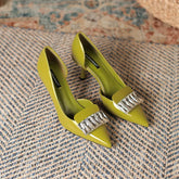 Sandal Slip-on Loafers Shoes Strappy Heels Shallow Mouth Girls Pointed Elastic Band Stiletto Fashi