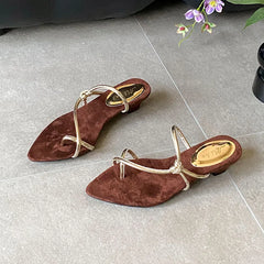 Pointed Toe Wedges Slippers Shallow Footwear Low Heel Slippers Shoes Flip flops Slides Sandals