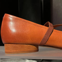 Womenn's genuine leather square toe elastic band slip-on ballet flats cross strap slim soft comfortable ballerians shoes