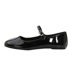 Brand Patent Leather Round Toe Ballet Flats Shallow Belt Buckle Shoes Elegant Party