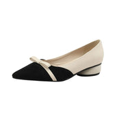33-47 Bow Flat Shoes Pointed Color Matching Large Size Shoes Flat Shoes