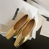 Loafers Walk Loafers Genuine Leather Slip On Flats Shoes Soft Ballet Flats Woman Gold