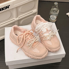 Sport Mesh Sneakers Breathable Shoes Casual Running Mujer Zapatos Lace Up Walking Sandals Mujer