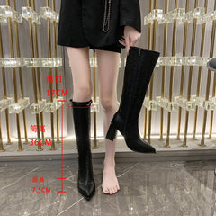 Knee High Boots Knight Long Booties Square High Heels Shoes Botas Mujer
