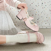 JK Mary Jane Shoes Causal Shallow Butterfly-knot Shoes Leather Shoes