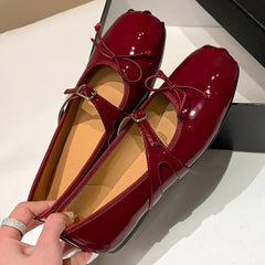 genuine leather round toe slip-on Mary Jane ballet flats sweet bowtie high quality soft comfortable ballerinas shoes hot