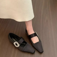 satin flat shoes flashing rhinestone decoration elegant ballet shoes soft and comfortable casual dress
