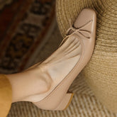 genuine leather square toe slip-on flats daily shoes
