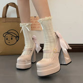 Night Club Platform Lolita Pumps Butterfly-knot High Heel Shoes Stripper Party Shoes