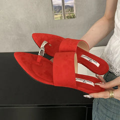 Metal Wedges Slippers Slides Sandals Flip flops Pointed Toe Heeled Slippers Wedges Shoes