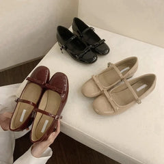 Shoes Increased Internal Beige Heeled Sandals Woman's Slippers Black Retro Mary Janes Increased Internal Shoes Beige