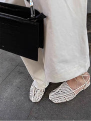 Vintage Woven Hollow Strap Sandals Beautiful Roman Sandals Flat Toe Comfortable Woven Sandals Holiday Party Shoes