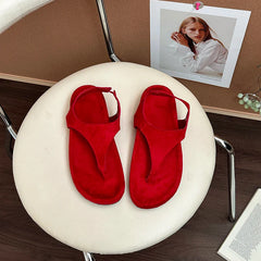 Retro Style Clip Toe Gladiator Sandals Concise Outdoor Beach Vacation Shoes