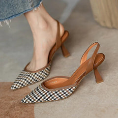 Pointed Toe Sandals Elegant Slippers High Heels Shoes Brand Slingback Shoes Dres Pumps Mujer De Slides