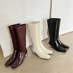 High Heels Simple Style Warm Slim Long Shoes Woman Thigh High Knight Boots