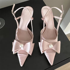 Design Butterfly-knot Pointed Toe Woman Pumps Buckle Strap Wedding Stripper Thin High Heels Shoes