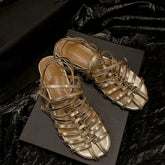 Design Rome Style Low Heels Narrow Band Casual Party Shoes Woman Genuine Leather Quality