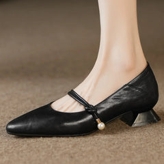 Plus size 34-41 genuine leather pointed toe Mary Jane pumps 3cm kitten heel elegant daily dress heeled shoes sale