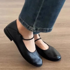Mary Jane Style Breathable Flat Shoes Round Toe All-Match Shallow Mouth Casual Sneakers Leisure Versatile Shoes