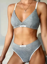 Seamless Bra V-neck Wireless Low Waist Panties Comfort Lingerie Sport Underwear Set
