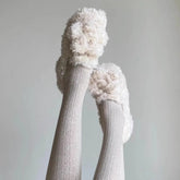 White Teddy Curly Fur Shoes High Heels with Velvet Outer Wear Thick Heels Mary Jane Single Shoes