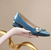 Low Heel Elegant Blue Normal Leather