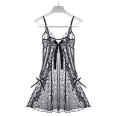 Mesh See-Through Backless Strap Night Dresses