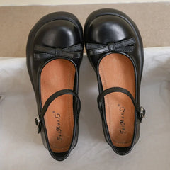 Style Mary Janes Shoes Elegant Chunky Platform High Heels Shoes Bow Ankle Buckle Party Shoes