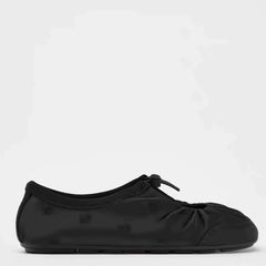 Satin Elastic Band Mary Jane Shoes Genuine Leather Shallow Mouth Flat Shoes Casual Outdoor Comfortable Ballet Shoes