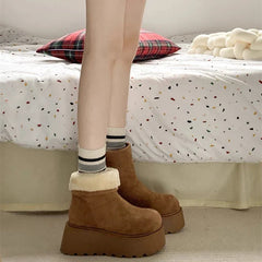 Furry Warm Cotton Snow Boots Comfort Shoes Concise Platform Thick Bottom Short Botas De Mujer