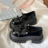 Womens Loafers Shoes Slip-on Bow-Knot Clogs Platform Black Flats Oxfords Slip On On Heels Butterfly Creepers Leather
