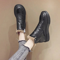 Waterproof Booties Snow Boots Boot Short Barrel Flat Shoes