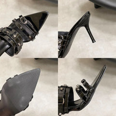 Pointed Toe Heels Pumps Slides Shoes In Slip Rivet High Heels Shoes