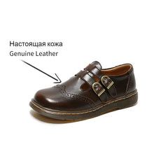 Mary Jane Shoes Thin Section Japanese Double Buckle Low-cut Flat Round Toe Small Leather Shoes
