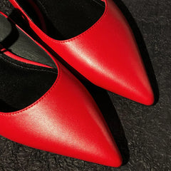 genuine leather pointed toe slingback slip-on flats sandals soft comfortable casual daily footwear shoes