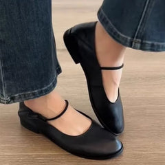 Mary Jane Style Breathable Flat Shoes Round Toe All-Match Shallow Mouth Casual Sneakers Leisure Versatile Shoes