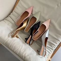 Low Heel Footwear Shallow Heeled Sandals Shoes Casual Pointed Toe Sandals Slip On