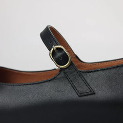 genuine leather round toe slip-on Mary Jane flats soft comfortable casual daily footwear shoes